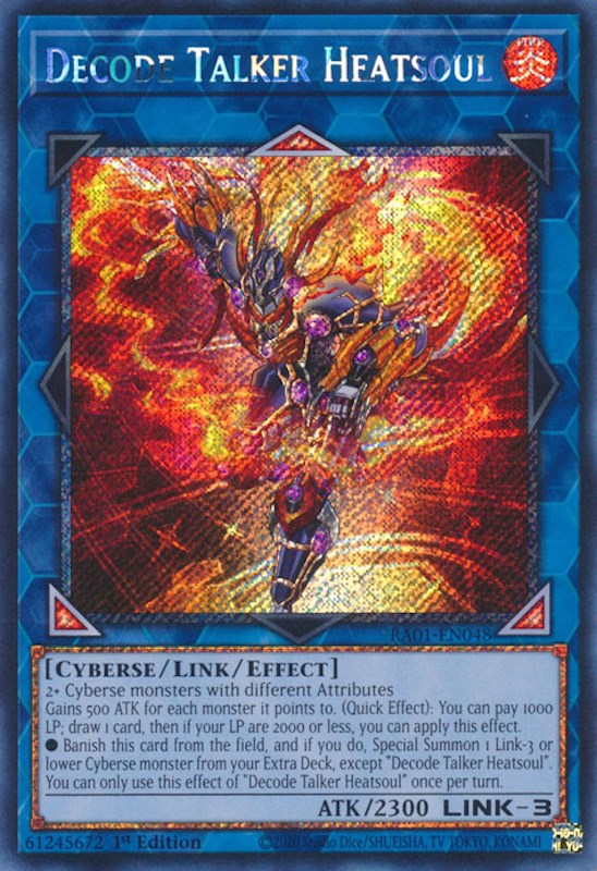 Decode Talker Heatsoul [RA01-EN048] Platinum Secret Rare | Clutch Gaming