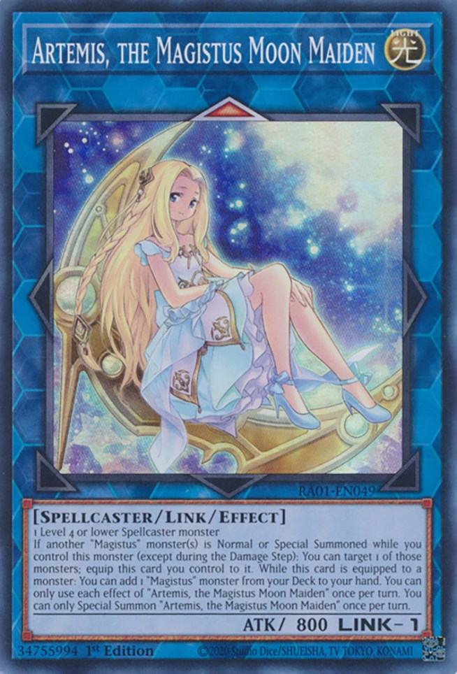 Artemis, the Magistus Moon Maiden [RA01-EN049] Super Rare | Clutch Gaming