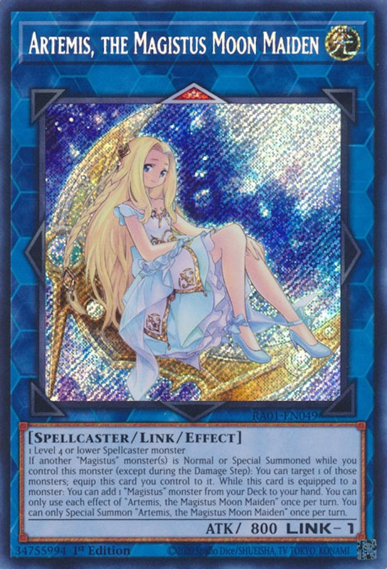 Artemis, the Magistus Moon Maiden [RA01-EN049] Secret Rare | Clutch Gaming