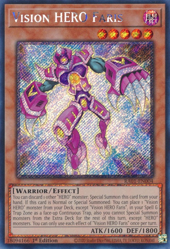 Vision HERO Faris [RA01-EN004] Platinum Secret Rare | Clutch Gaming