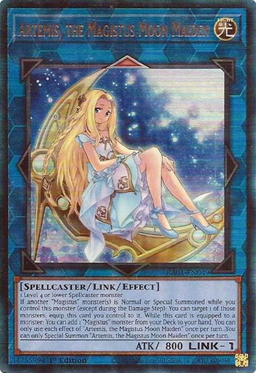 Artemis, the Magistus Moon Maiden [RA01-EN049] Prismatic Ultimate Rare | Clutch Gaming