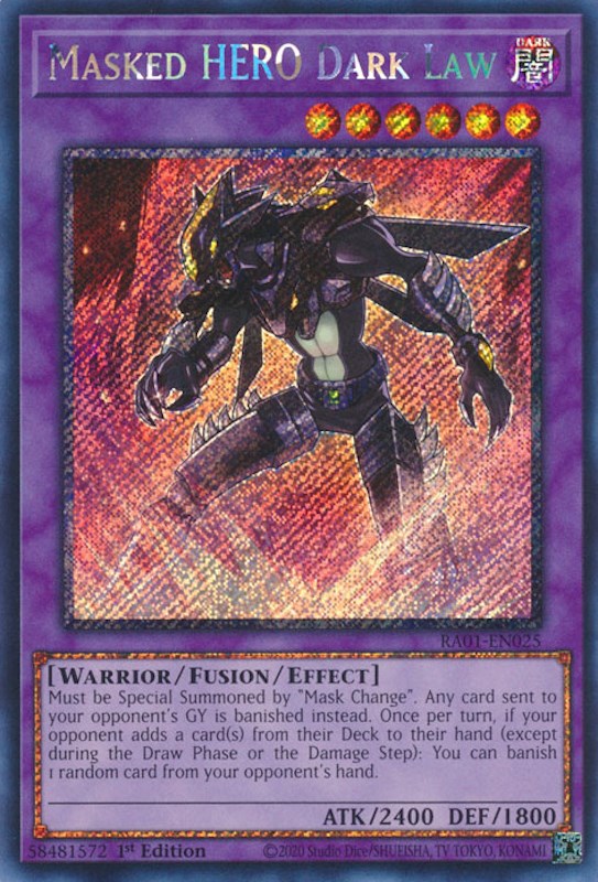 Masked HERO Dark Law [RA01-EN025] Platinum Secret Rare | Clutch Gaming