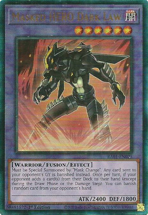 Masked HERO Dark Law [RA01-EN025] Prismatic Ultimate Rare | Clutch Gaming