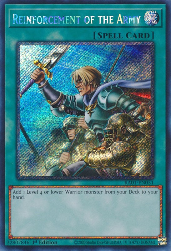 Reinforcement of the Army [RA01-EN051] Platinum Secret Rare | Clutch Gaming