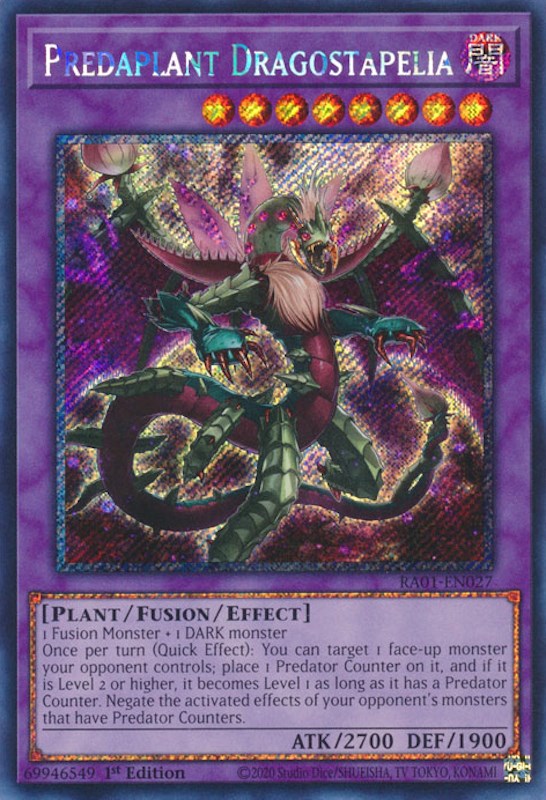 Predaplant Dragostapelia [RA01-EN027] Platinum Secret Rare | Clutch Gaming