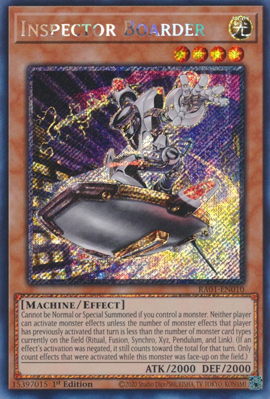 Inspector Boarder [RA01-EN010] Platinum Secret Rare | Clutch Gaming