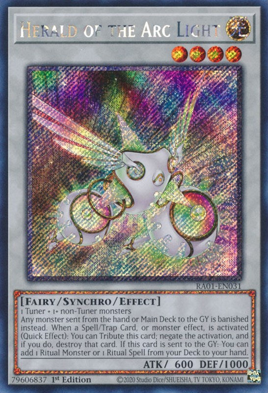 Herald of the Arc Light [RA01-EN031] Platinum Secret Rare | Clutch Gaming