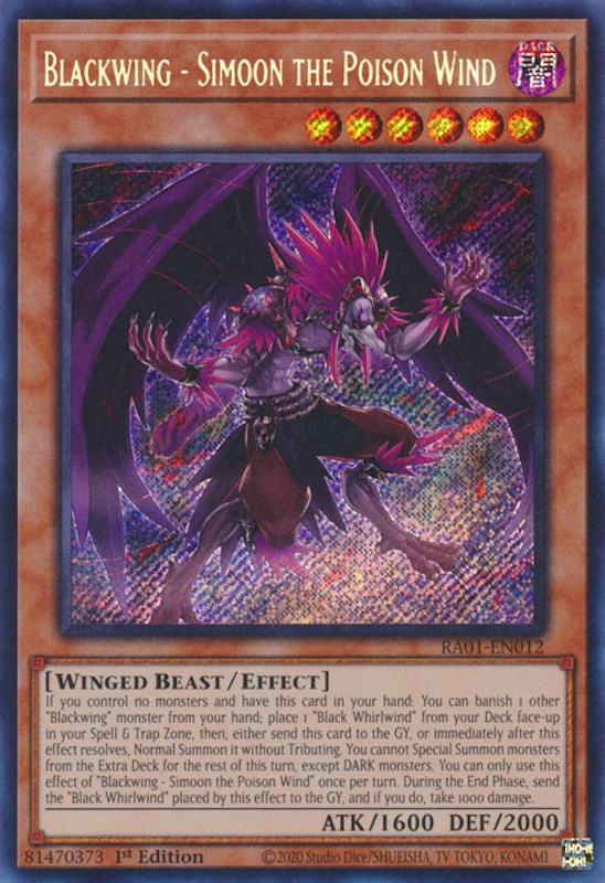 Blackwing - Simoon the Poison Wind [RA01-EN012] Secret Rare | Clutch Gaming