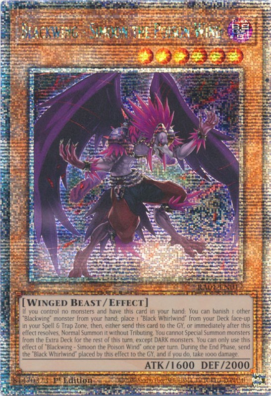 Blackwing - Simoon the Poison Wind [RA01-EN012] Quarter Century Secret Rare | Clutch Gaming