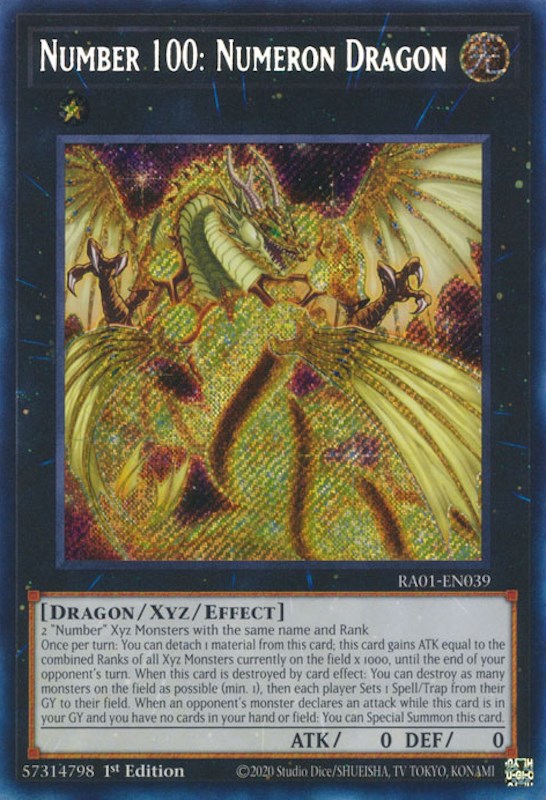 Number 100: Numeron Dragon [RA01-EN039] Secret Rare | Clutch Gaming