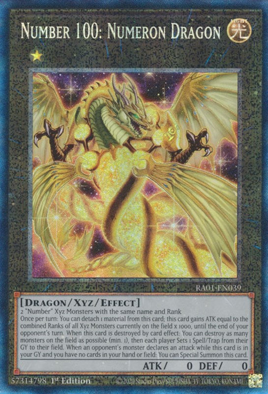 Number 100: Numeron Dragon [RA01-EN039] Prismatic Collector's Rare | Clutch Gaming