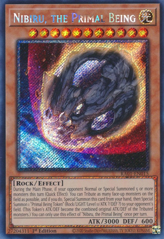 Nibiru, the Primal Being [RA01-EN015] Platinum Secret Rare | Clutch Gaming