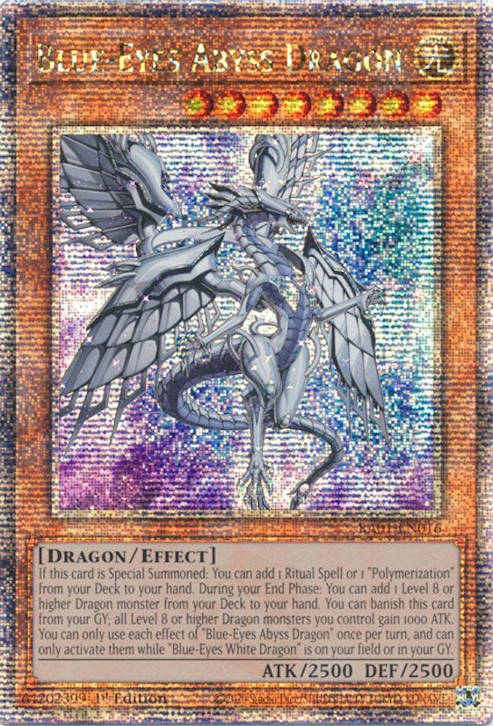 Blue-Eyes Abyss Dragon [RA01-EN016] Quarter Century Secret Rare | Clutch Gaming