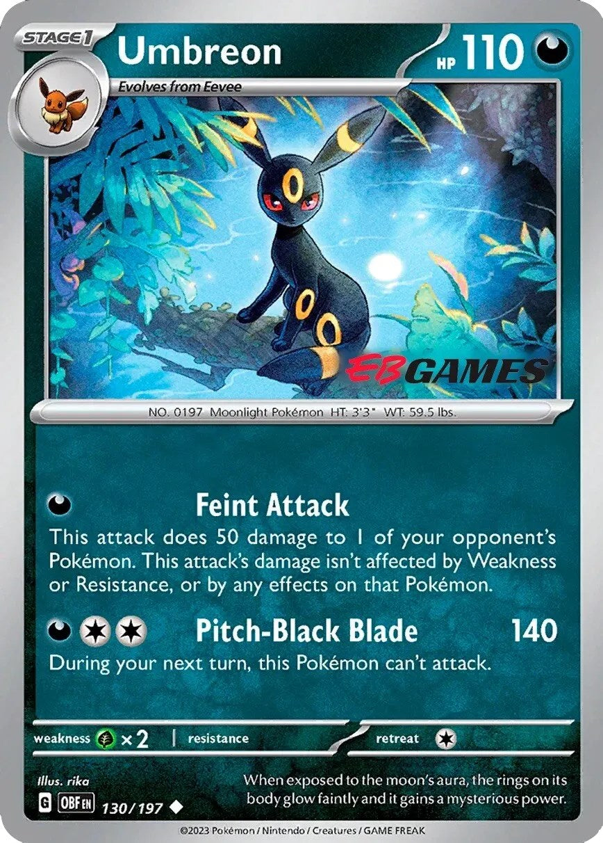 Umbreon (130/197) (EBGames Exclusive) [Scarlet & Violet: Obsidian Flames] | Clutch Gaming