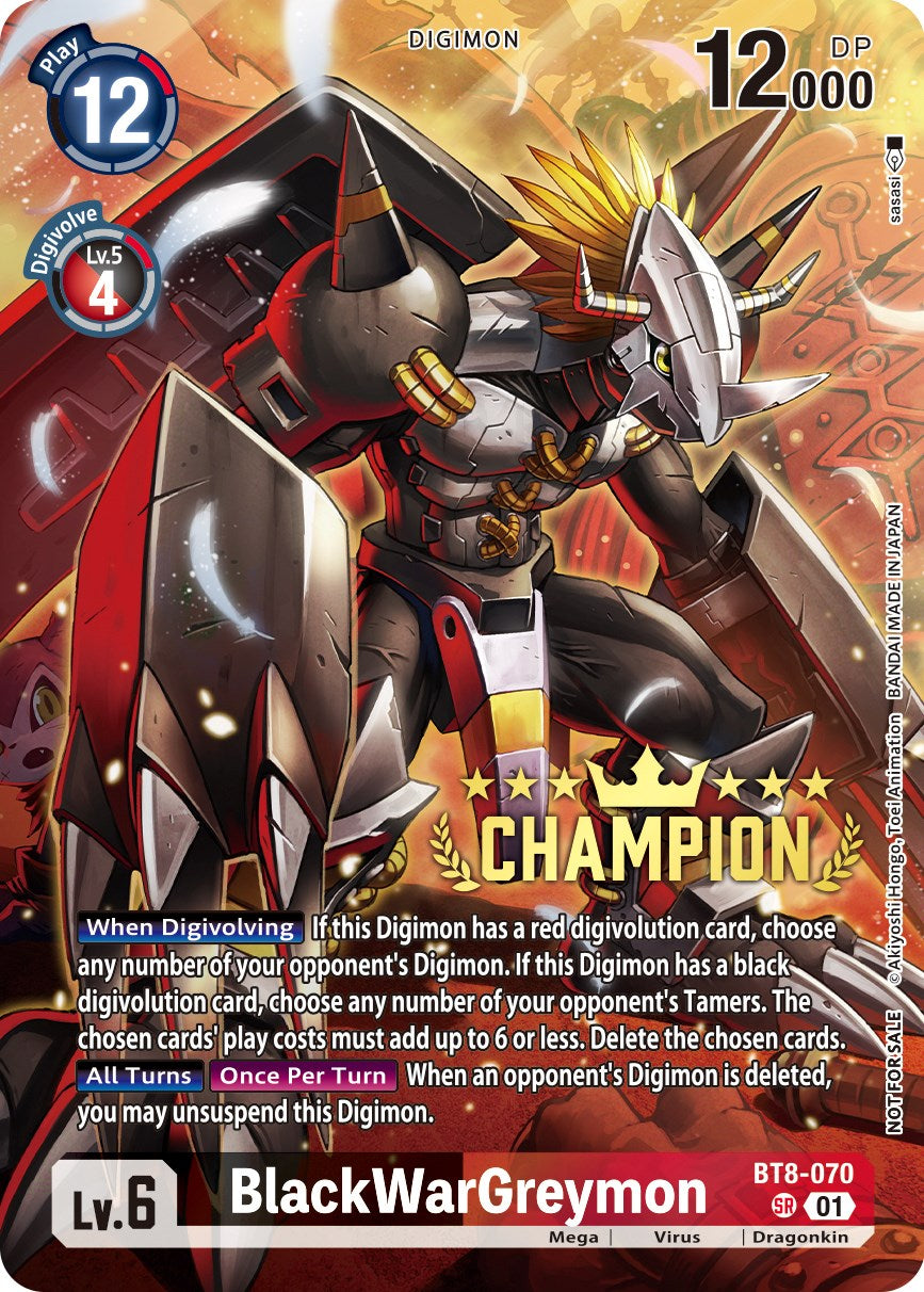 BlackWarGreymon [BT8-070] (Digimon 3-On-3 November 2023 Champion) [New Awakening] | Clutch Gaming