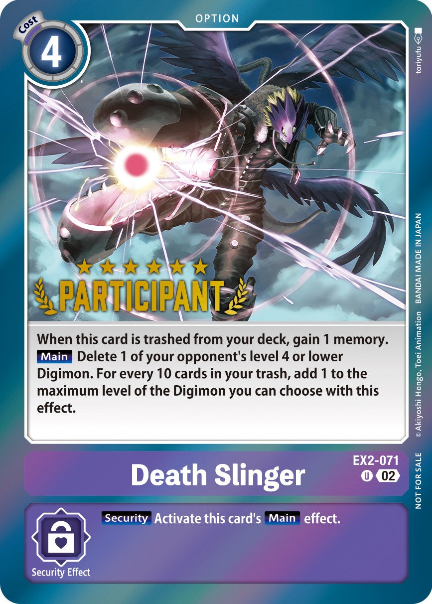 Death Slinger [EX2-071] (Digimon 3-On-3 November 2023 Participation) [Digital Hazard] | Clutch Gaming