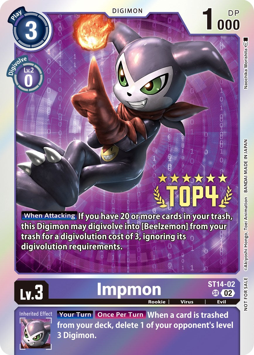 Impmon [ST14-02] (Digimon 3-On-3 November 2023 Top 4) [Starter Deck: Beelzemon Advanced Deck Set] | Clutch Gaming