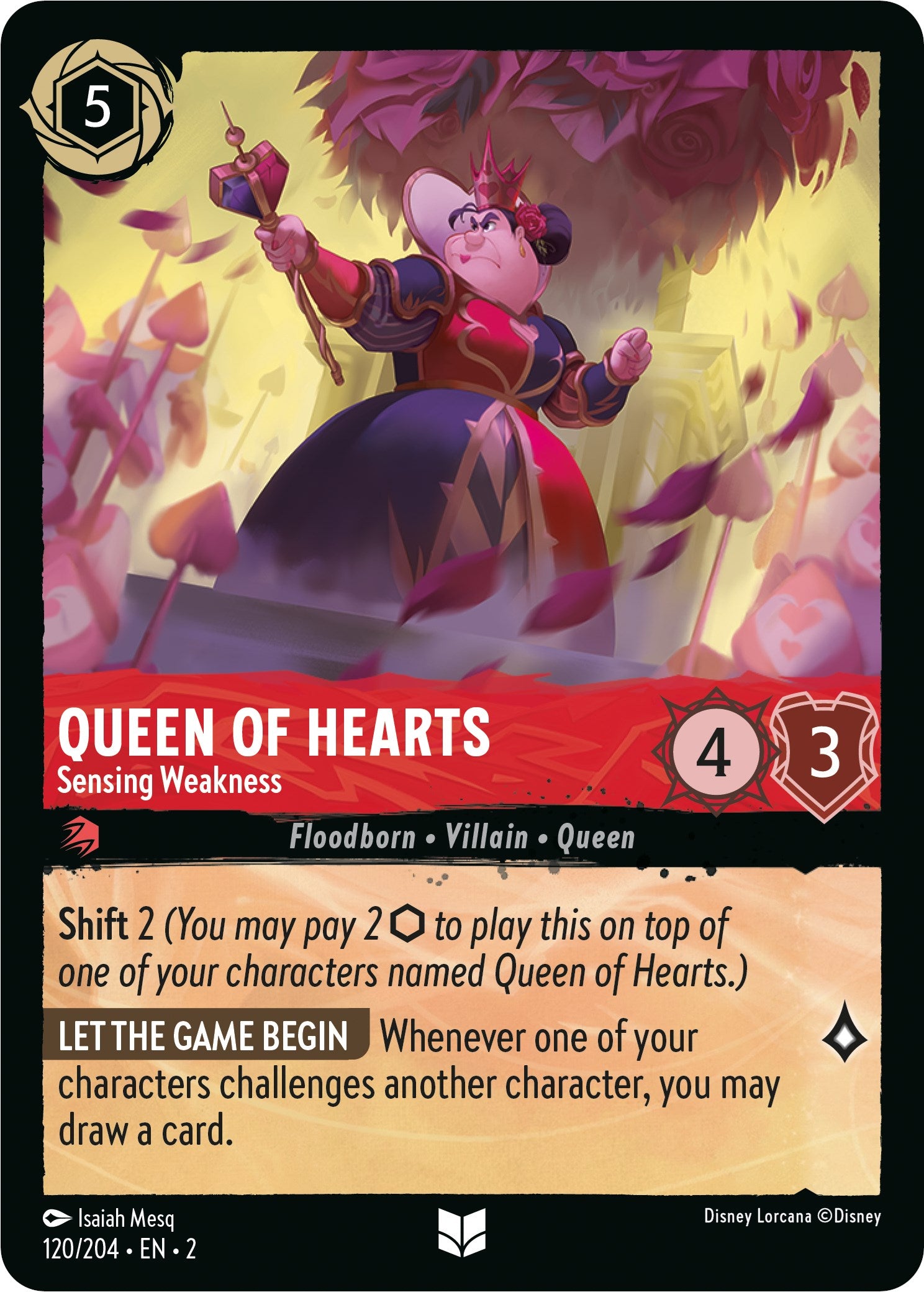 Queen of Hearts - Sensing Weakness (120/204) [Rise of the Floodborn] | Clutch Gaming