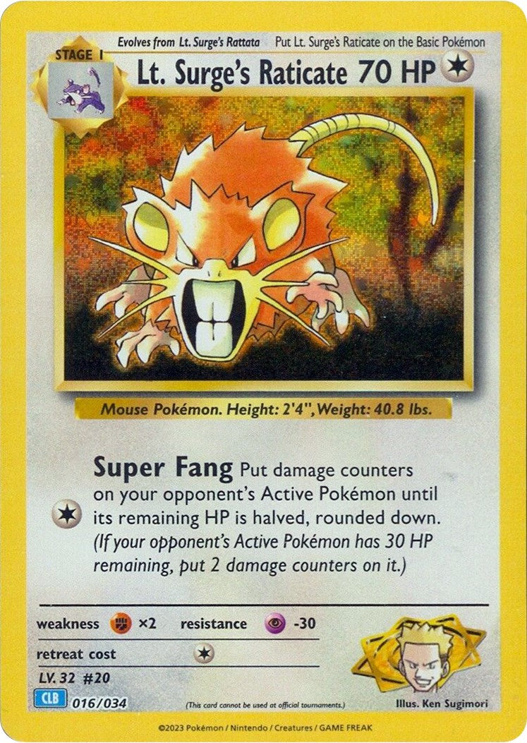 Lt. Surge's Raticate [Trading Card Game Classic] | Clutch Gaming