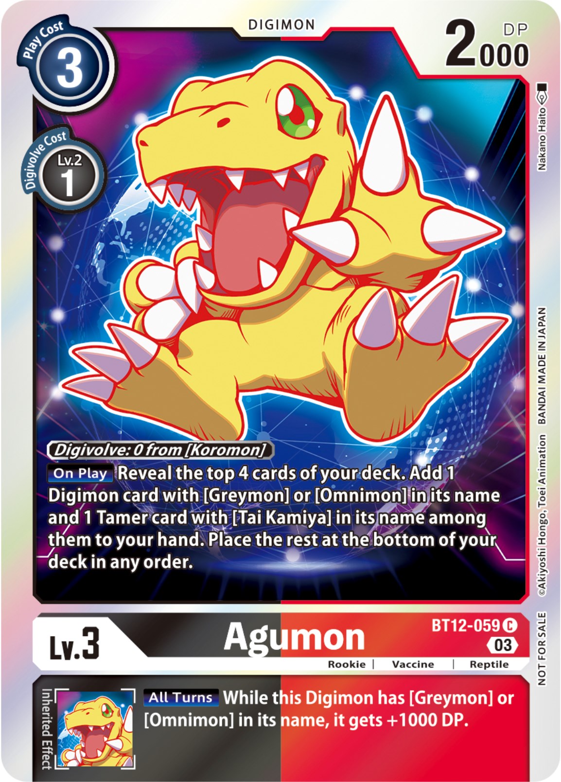 Agumon [BT12-059] (Official Tournament Pack Vol.11) [Across Time] | Clutch Gaming