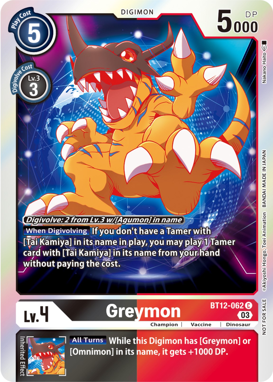 Greymon [BT12-062] (Official Tournament Pack Vol.11) [Across Time] | Clutch Gaming