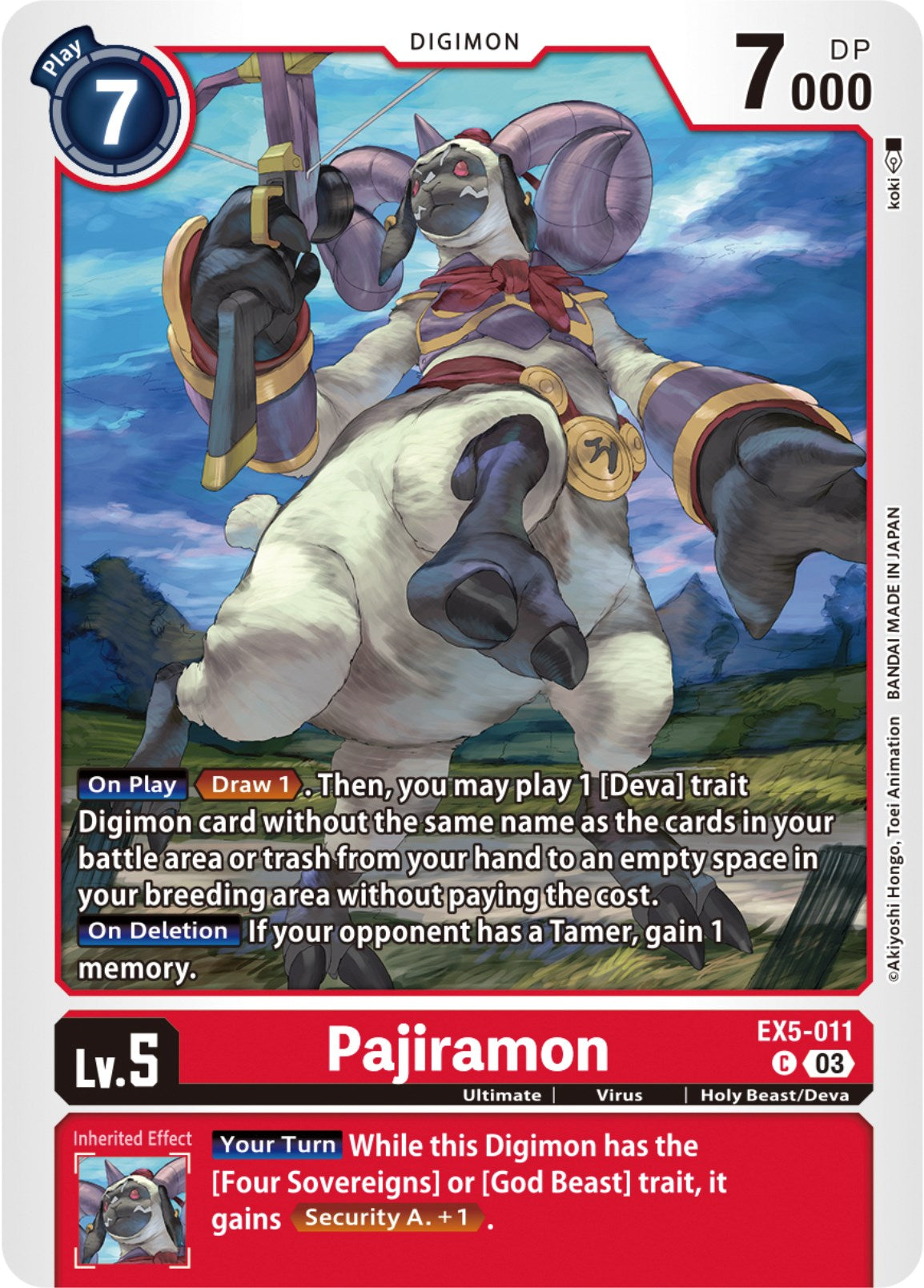 Pajiramon [EX5-011] [Animal Colosseum] | Clutch Gaming