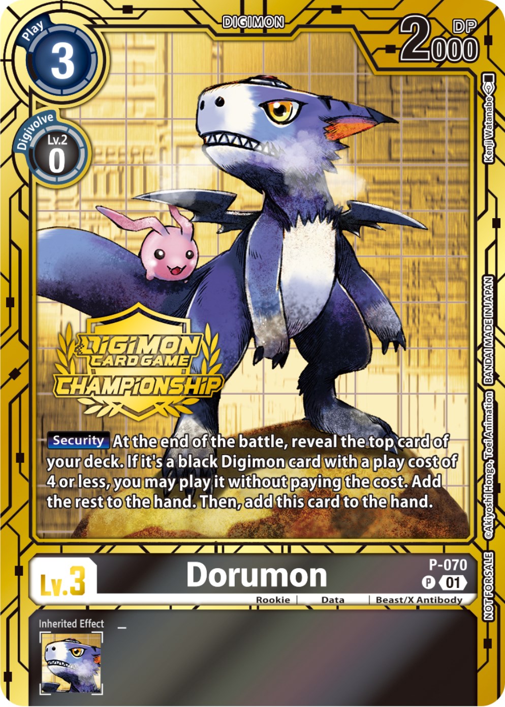 Dorumon [P-070] (Championship 2023 Gold Card Set) [Promotional Cards] | Clutch Gaming