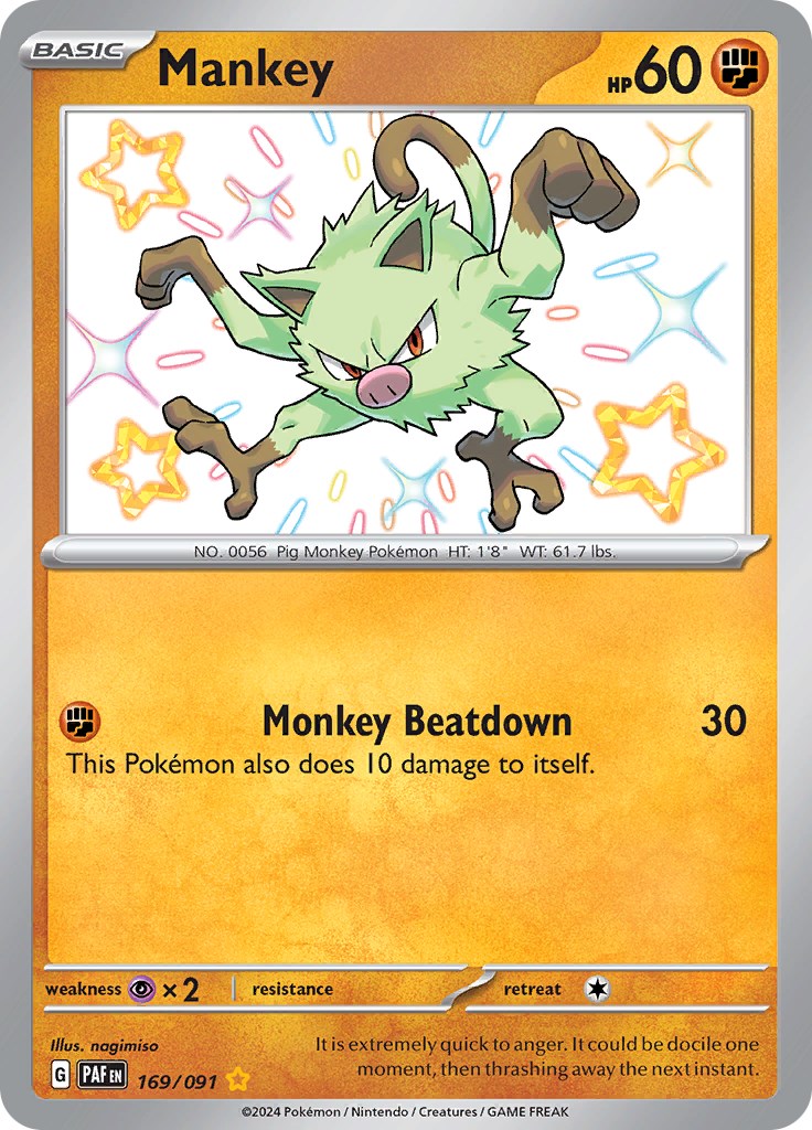 Mankey (169/091) [Scarlet & Violet: Paldean Fates] | Clutch Gaming