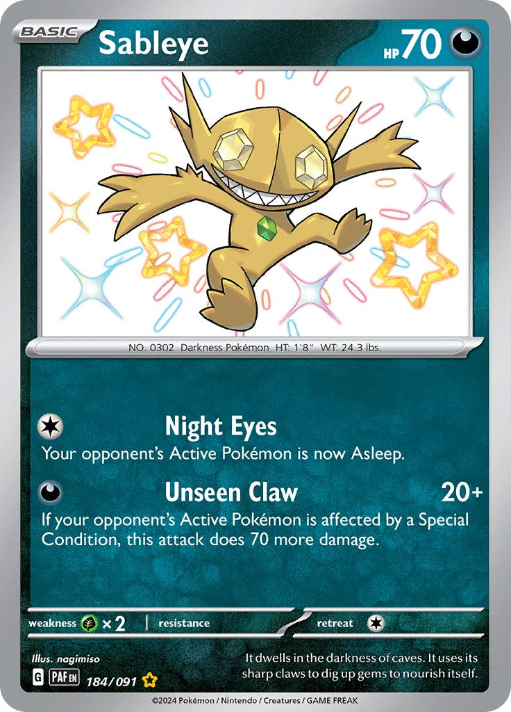 Sableye (184/091) [Scarlet & Violet: Paldean Fates] | Clutch Gaming