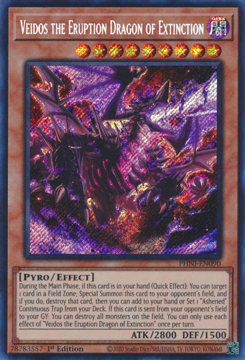 Veidos the Eruption Dragon of Extinction [PHNI-EN090] Secret Rare | Clutch Gaming