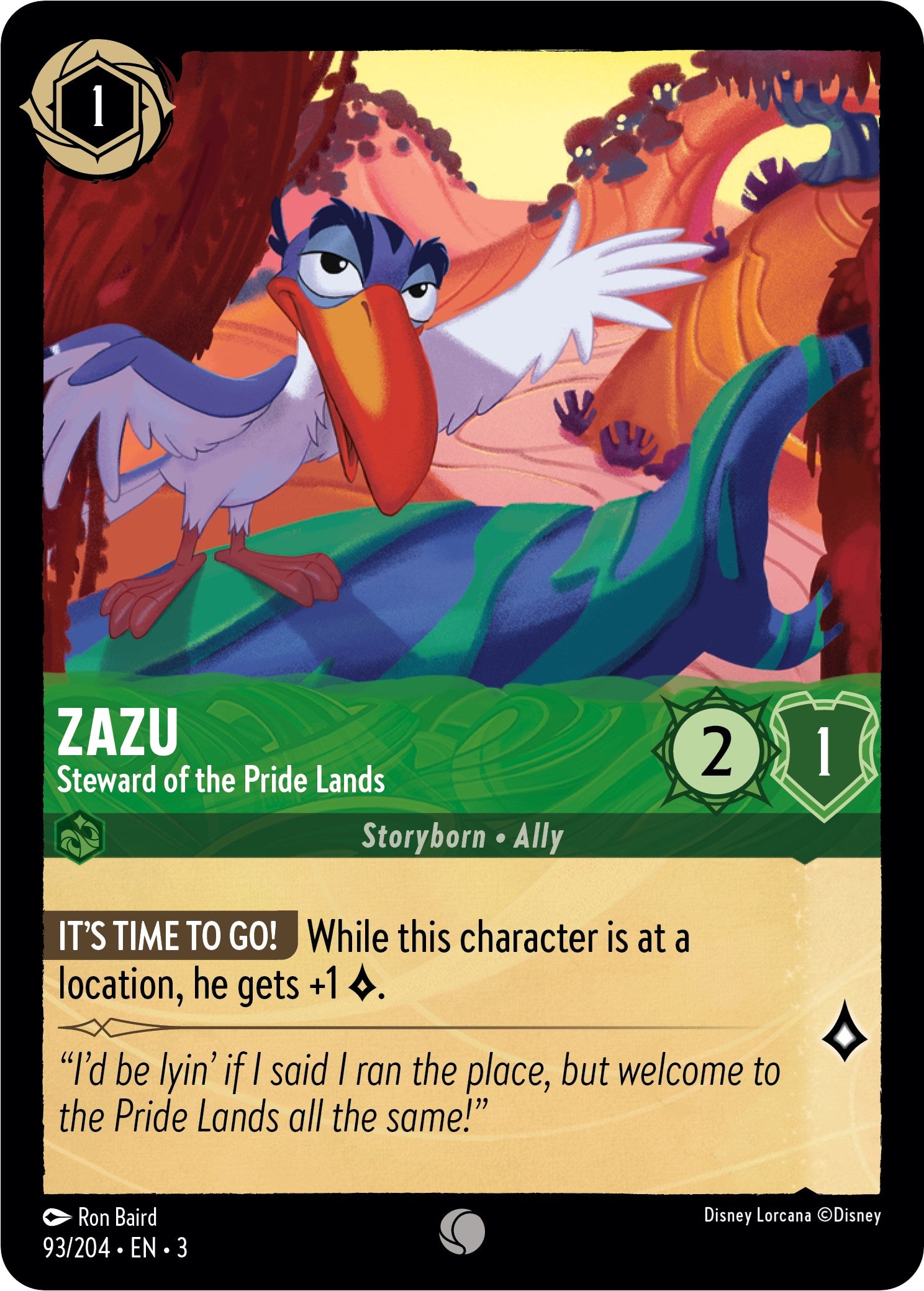 Zazu - Steward of the Pride Lands (93//204) [Into the Inklands] | Clutch Gaming