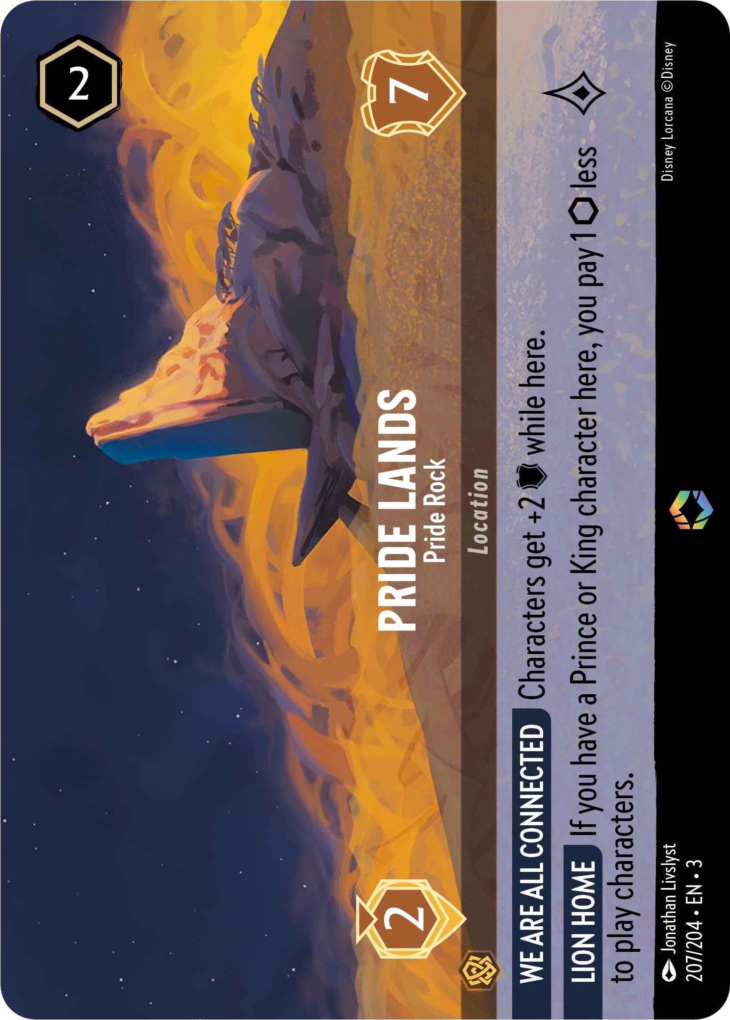 Pride Lands - Pride Rock (Alternate Art) (207/204) [Into the Inklands] | Clutch Gaming