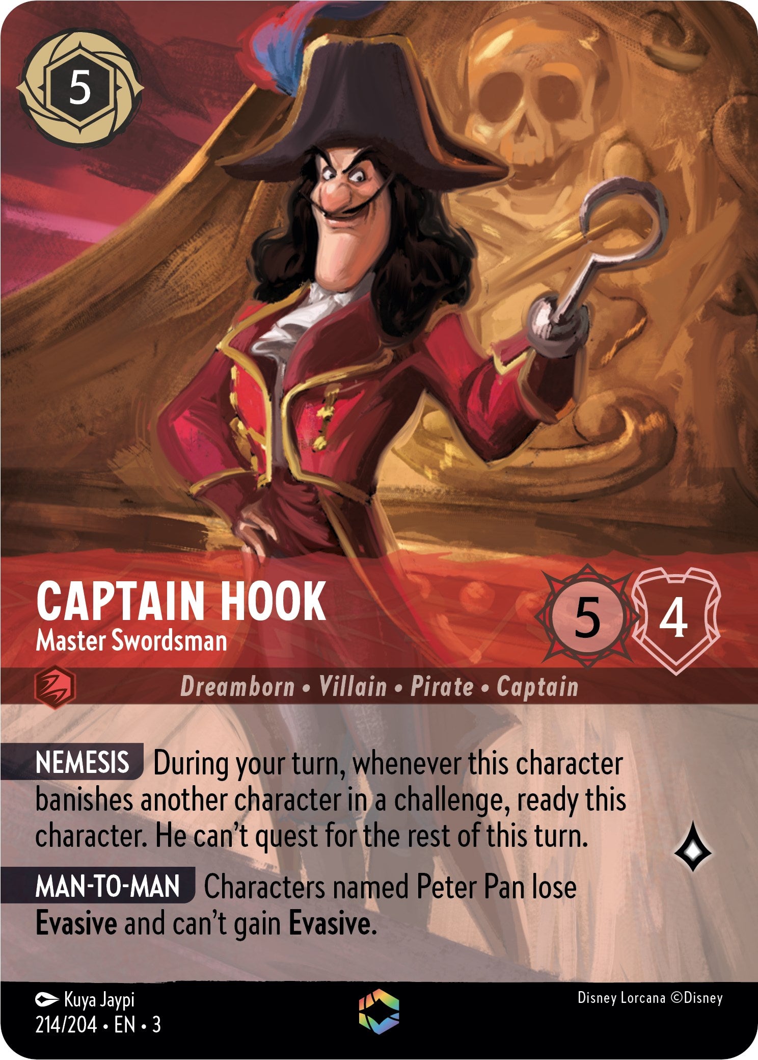 Captain Hook - Master Swordsman (Alternate Art) (214/204) [Into the Inklands] | Clutch Gaming