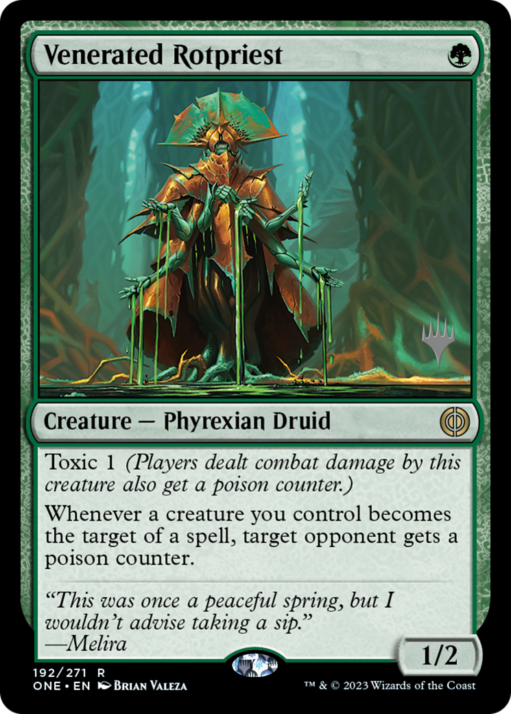 Venerated Rotpriest (Promo Pack) [Phyrexia: All Will Be One Promos] | Clutch Gaming