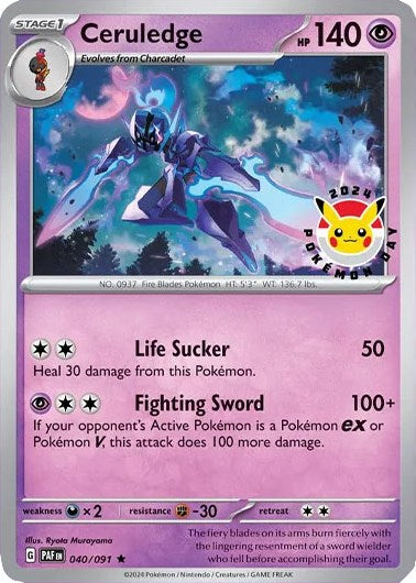 Ceruledge (040/091) (Pokemon Day 2024)(Cosmos Holo) [Scarlet & Violet: Black Star Promos] | Clutch Gaming