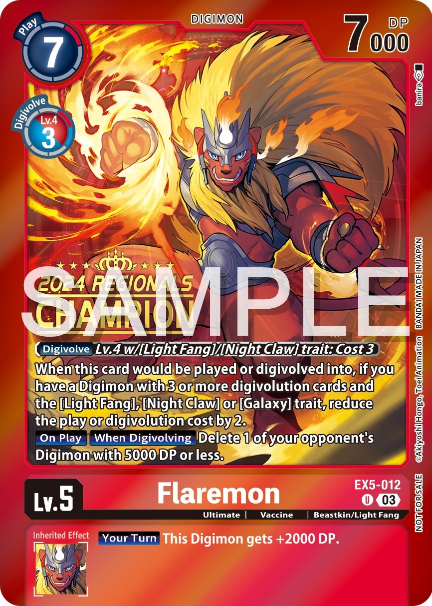 Flaremon [EX5-012] (2024 Regionals Champion) [Animal Colosseum Promos] | Clutch Gaming