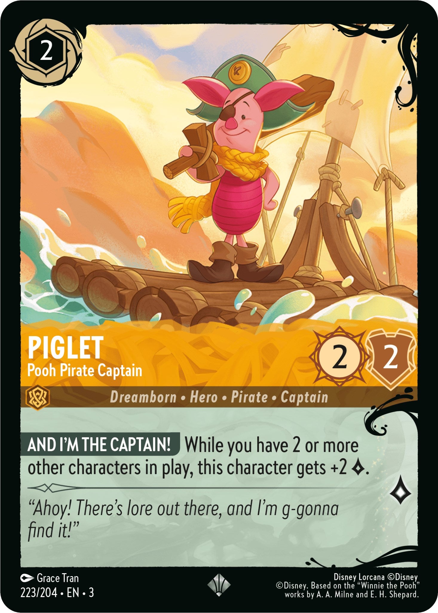 Piglet - Pooh Pirate Captain (223/204) [Ursula's Return] | Clutch Gaming