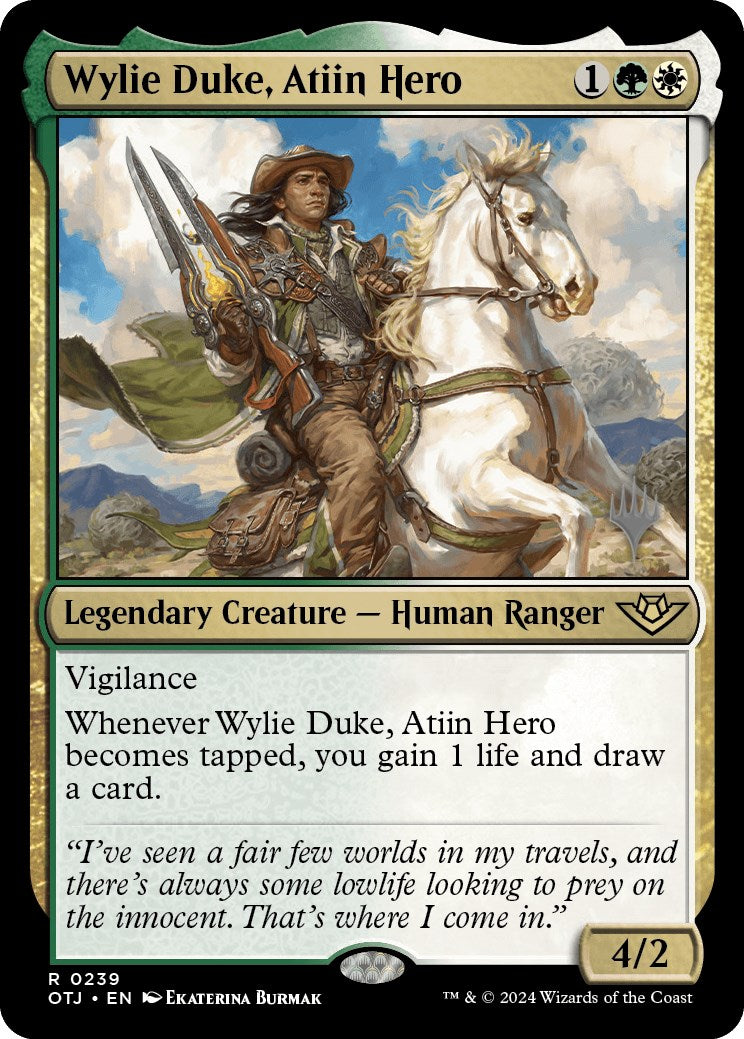 Wylie Duke, Atiin Hero (Promo Pack) [Outlaws of Thunder Junction Promos] | Clutch Gaming