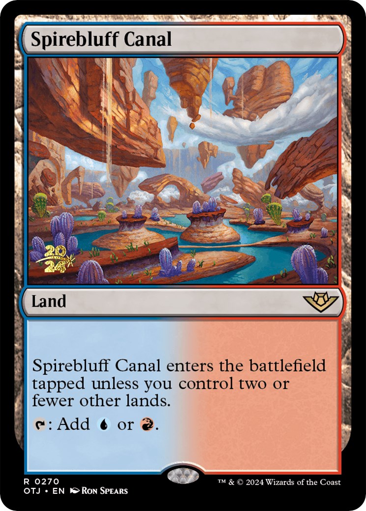 Spirebluff Canal (OTJ) [Outlaws of Thunder Junction Prerelease Promos] | Clutch Gaming