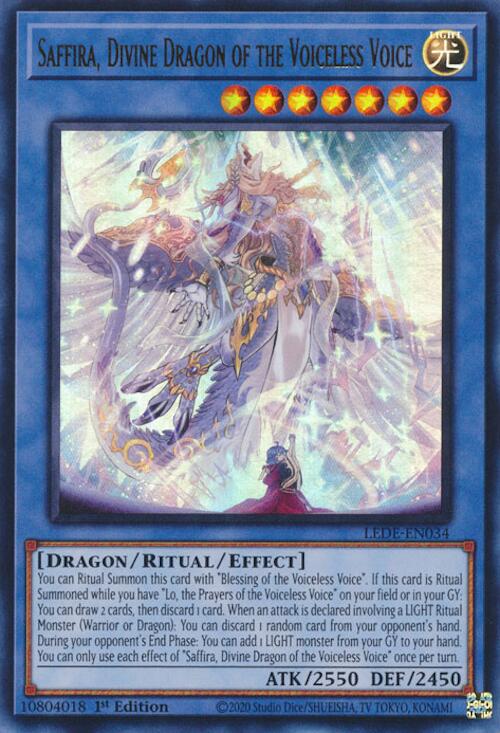 Saffira, Divine Dragon of the Voiceless Voice [LEDE-EN034] Ultra Rare | Clutch Gaming