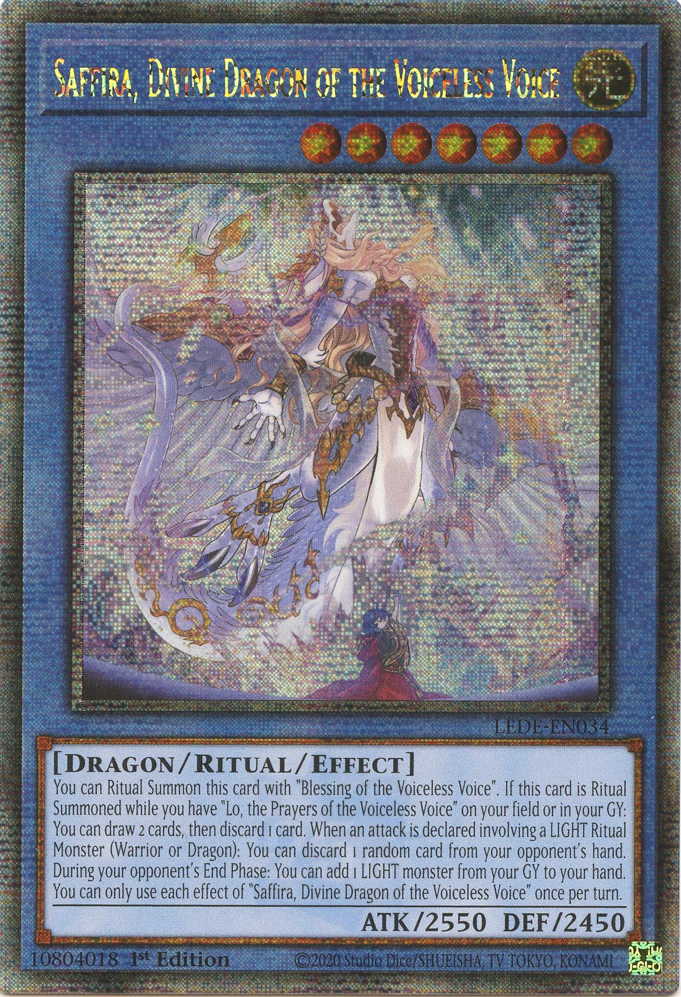 Saffira, Divine Dragon of the Voiceless Voice (Quarter Century Secret Rare) [LEDE-EN034] Quarter Century Secret Rare | Clutch Gaming