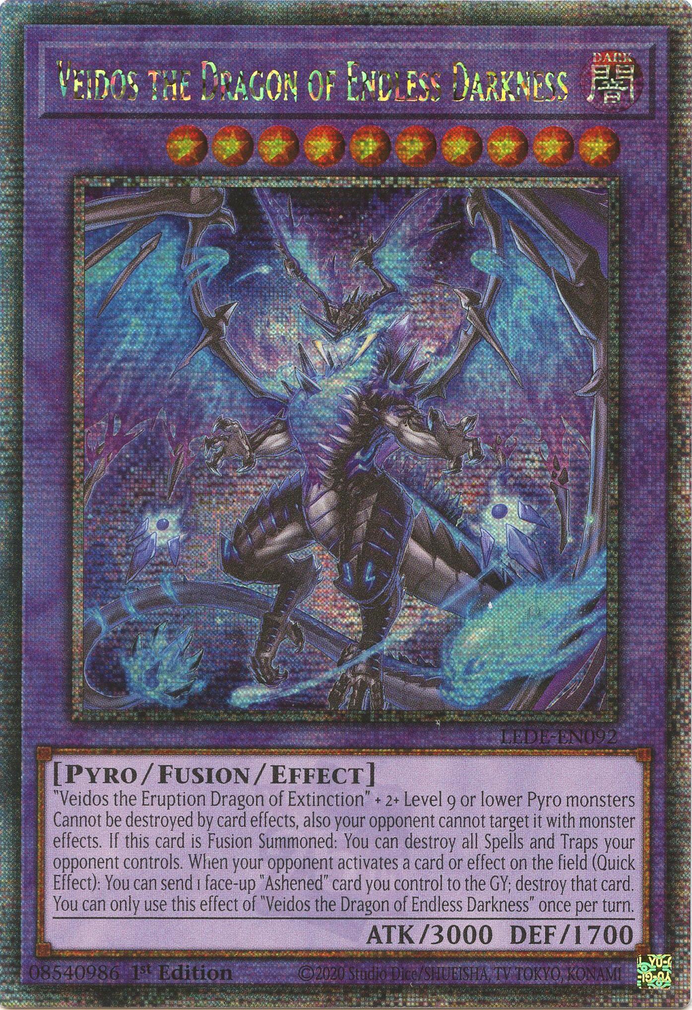 Veidos the Dragon of Endless Darkness (Quarter Century Secret Rare) [LEDE-EN092] Quarter Century Secret Rare | Clutch Gaming