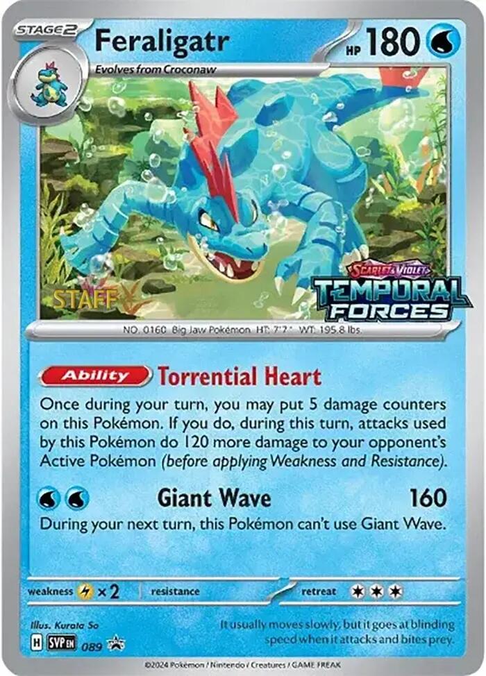 Feraligatr (089) (Staff Prerelease Promo) [Scarlet & Violet: Black Star Promos] | Clutch Gaming