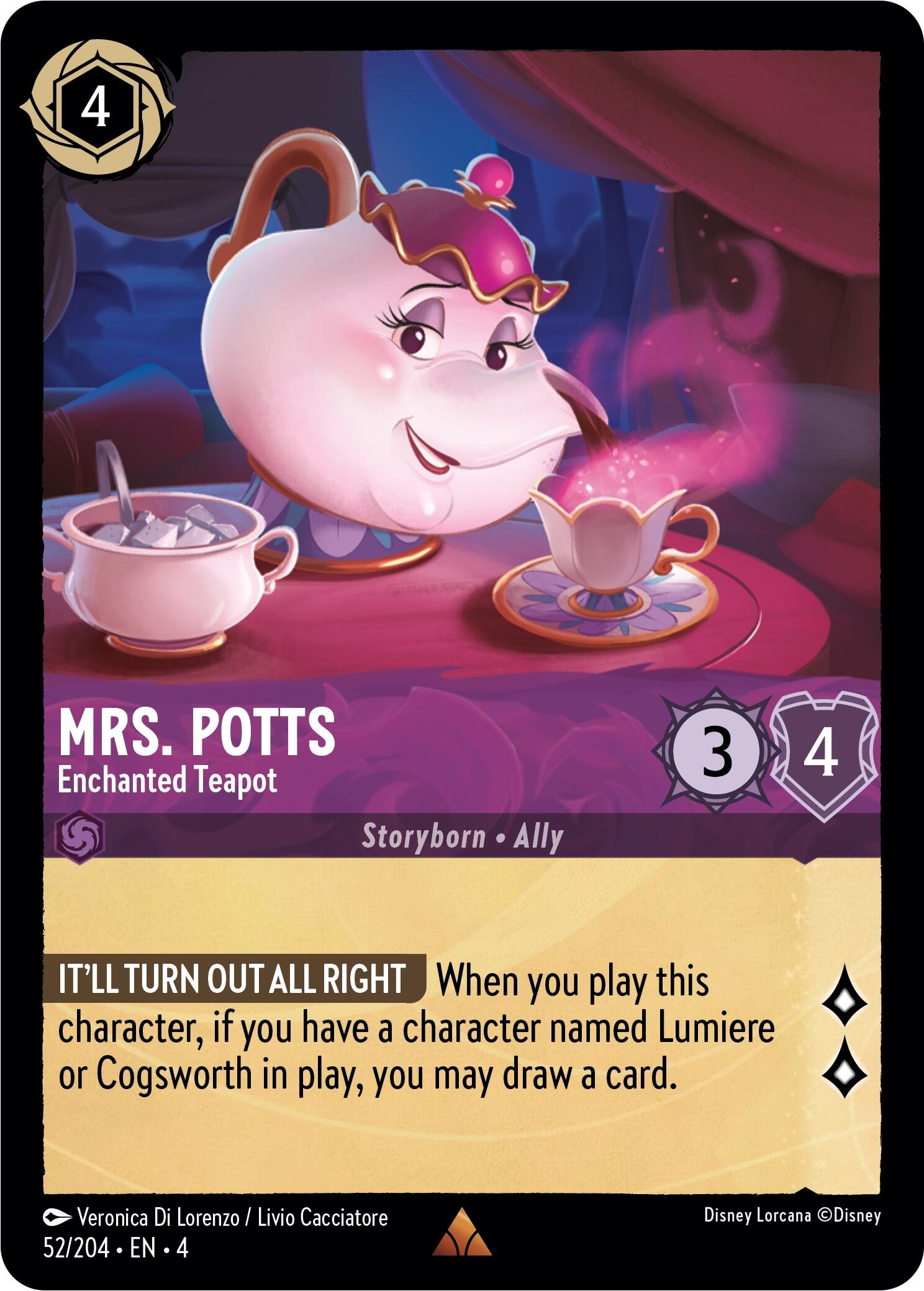 Mrs. Potts - Enchanted Teapot (52/204) [Ursula's Return] | Clutch Gaming