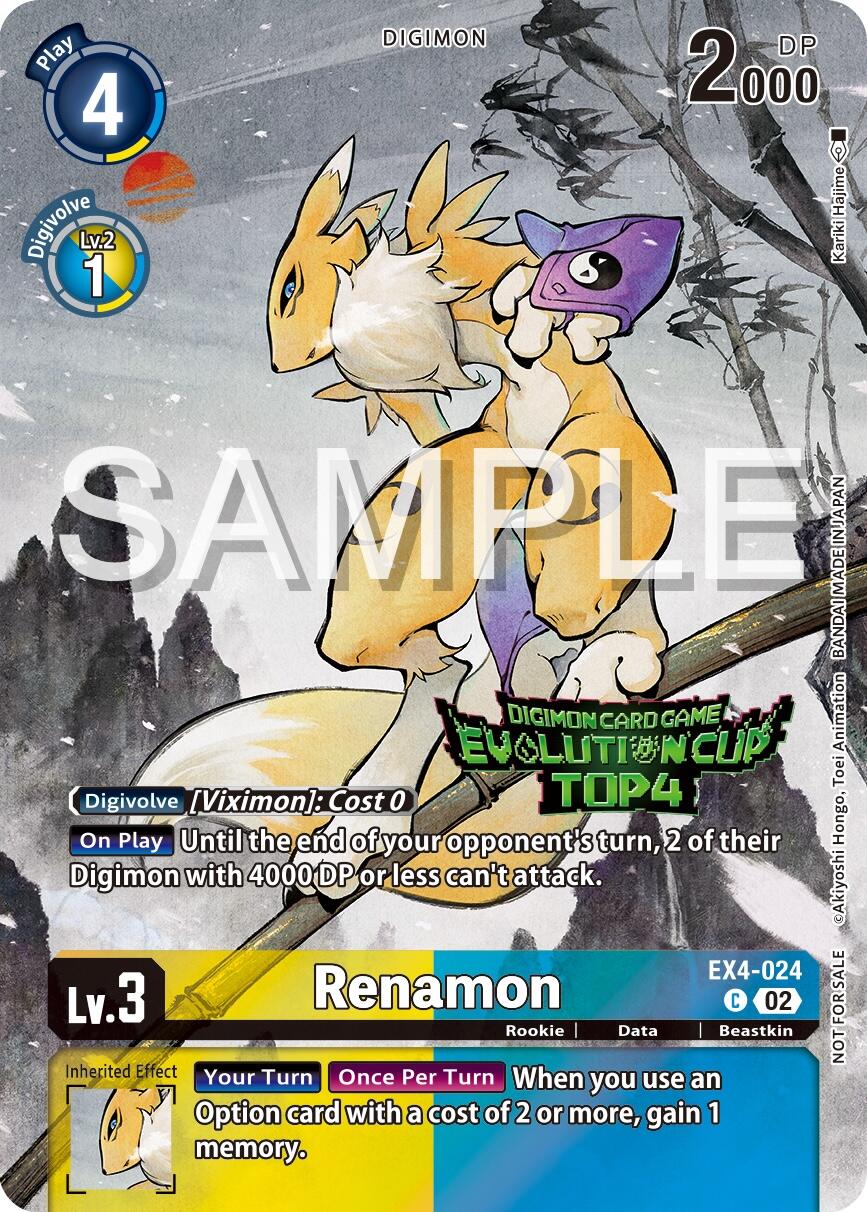 Renamon [EX4-024] (2024 Evolution Cup Top 4) [Alternative Being Booster Promos] | Clutch Gaming