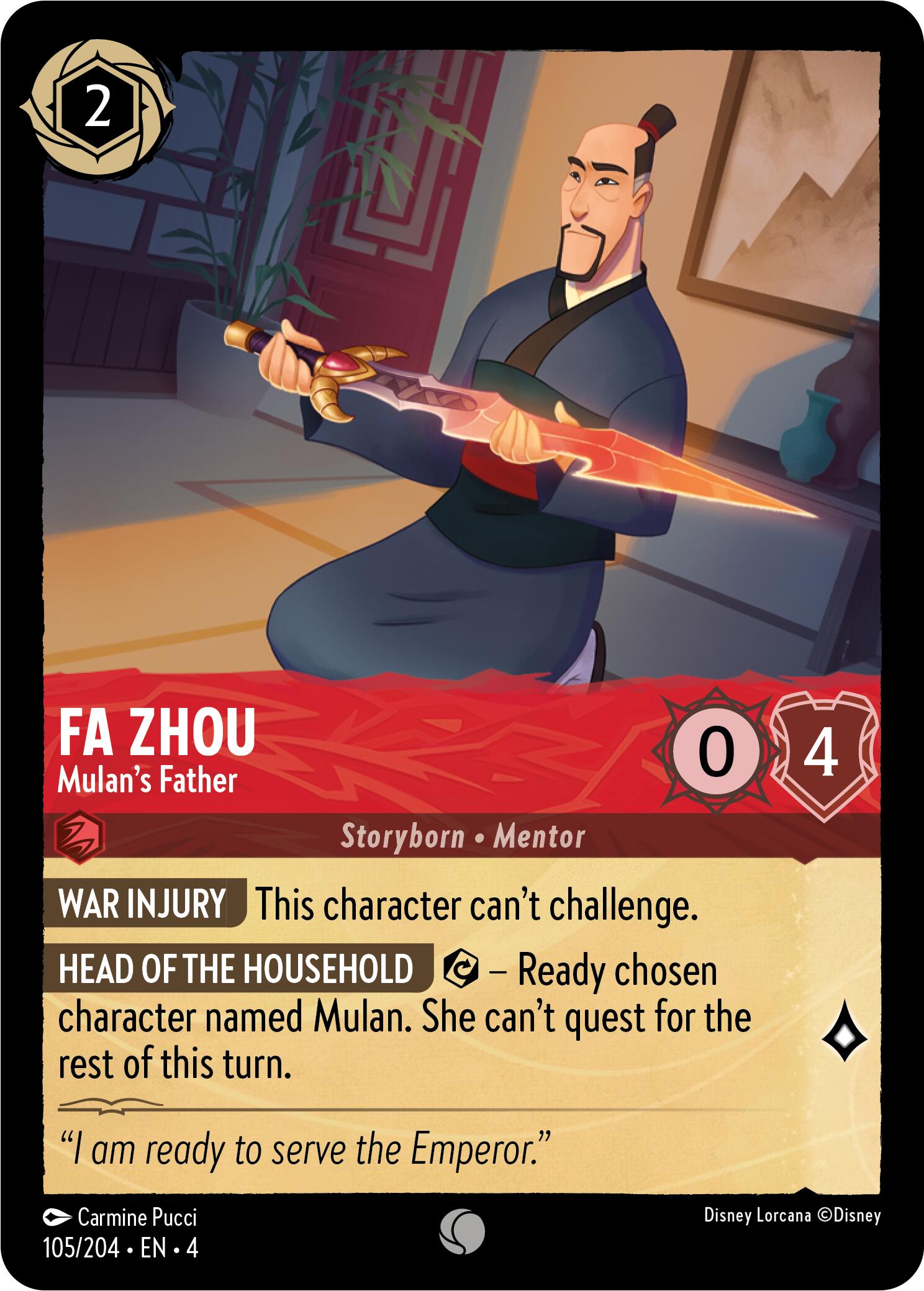 Fa Zhou - Mulan's Father (105/204) [Ursula's Return] | Clutch Gaming