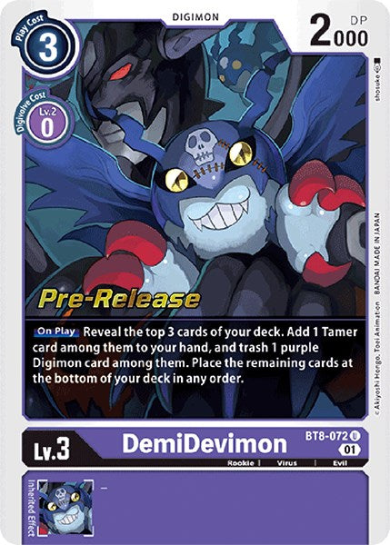 DemiDevimon [BT8-072] [New Awakening Pre-Release Cards] | Clutch Gaming