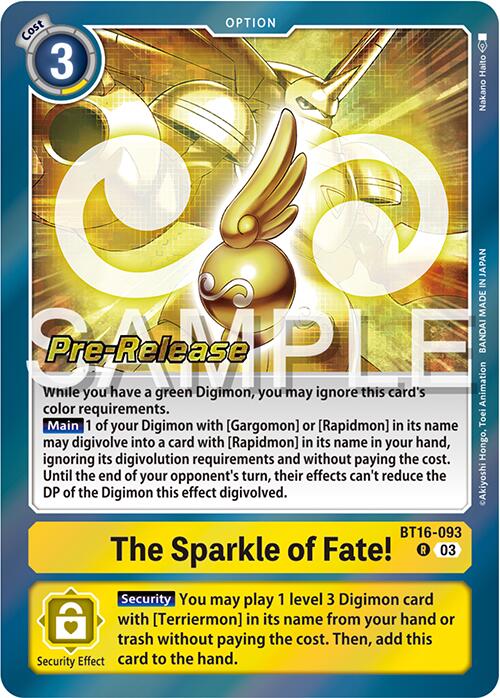 The Sparkle of Fate! [BT16-093] [Beginning Observer Pre-Release Promos] | Clutch Gaming