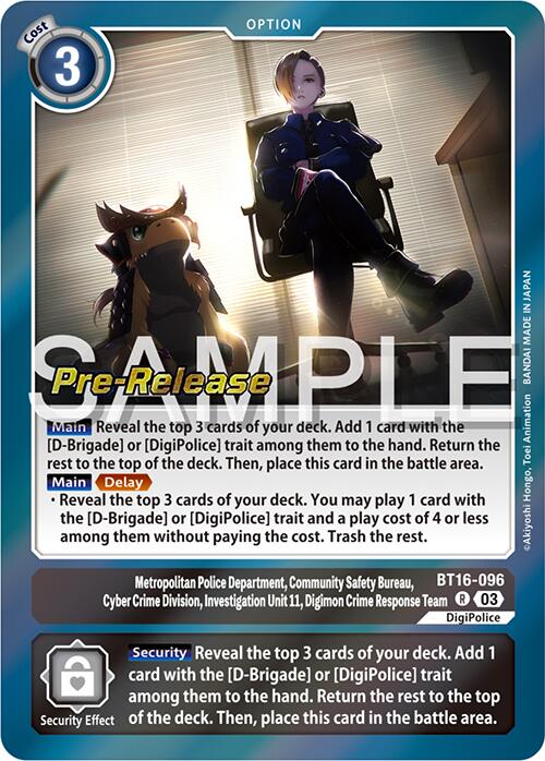 Metropolitan Police Department, Community Safety Bureau, Cyber Crime Division, Investigation Unit 11... [BT16-096] [Beginning Observer Pre-Release Promos] | Clutch Gaming