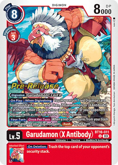 Garudamon (X Antibody) [BT16-011] [Beginning Observer Pre-Release Promos] | Clutch Gaming